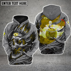 Maxcorners Bowling Skull Pattern Multicolor Option 3D Custom Name Shirt