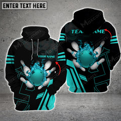 Maxcorners Bowling Ball Flame Multicolor Option 3D Custom Name Shirt