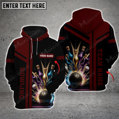 Maxcorners Bowling And Pins Premium Professional Multicolor Option 3D Custom Name Shirt