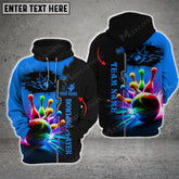 Maxcorners Bowling And Pins Premium Multicolor Option 3D Custom Name Shirt