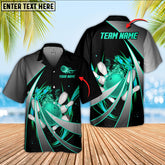 Maxcorners Flame Bowling And Pins Tornado Pattern Multicolor Option Customized Name Hawaiian Shirt
