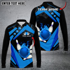 Maxcorners Bowling Ball Premium Multicolor Option Customized Name Long Sleeve 3D Shirt