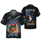 Maxcorners American Hooker Fishing UPF Shirts, American Flag Fish Shirt, Long Sleeve Fishing Shirts, Personalized Fishing Gifts