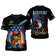 Maxcorners American Hooker Fishing UPF Shirts, American Flag Fish Shirt, Long Sleeve Fishing Shirts, Personalized Fishing Gifts
