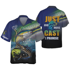 Maxcorners Just One More Cast I Promise UPF Fishing Shirts, Funny Fishing Shirts, Fishing Shirt For Men