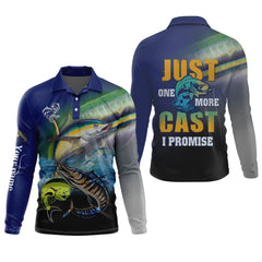 Maxcorners Just One More Cast I Promise UPF Fishing Shirts, Funny Fishing Shirts, Fishing Shirt For Men