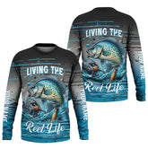 Maxcorners Living The Reel Life UPF Fishing Shirts, Long Sleeve Fishing Shirts, Funny Fishing Shirt, Gag Gifts For Men