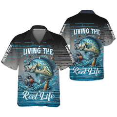 Maxcorners Living The Reel Life UPF Fishing Shirts, Long Sleeve Fishing Shirts, Funny Fishing Shirt, Gag Gifts For Men