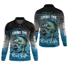 Maxcorners Living The Reel Life UPF Fishing Shirts, Long Sleeve Fishing Shirts, Funny Fishing Shirt, Gag Gifts For Men