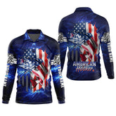 Maxcorners American Hooker Fishing UPF Shirts, American Flag Fish Shirt, UV Shirts For Men, Long Sleeve Fishing Shirts