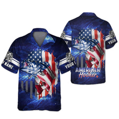 Maxcorners American Hooker Fishing UPF Shirts, American Flag Fish Shirt, UV Shirts For Men, Long Sleeve Fishing Shirts