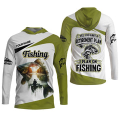 Maxcorners I Have a Retirement Plan Fishing UPF Shirts, Long Sleeve Fishing Shirts, Fishing Funny Shirt, Men Long Sleeve Shirt