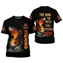 Maxcorners The Man The Myth The Legend, Hooded UPF Shirt, Tournament Fishing Shirt, Funny Fishing Tee Shirts, Long Sleeve Tops