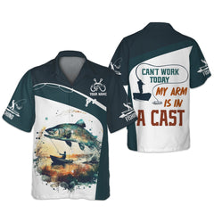 Maxcorners Can't Work Today My Arm Is In A Cast Long Sleeve Fishing Shirts, UPF Fishing Shirts, Long Sleeve Tops