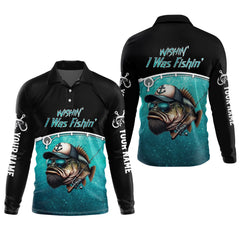 Maxcorners Wishin I Was Fishin UV Shirts For Men, Long Sleeve Fishing Shirts, Fishing UPF Shirts, Funny Fishing Shirt