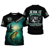 Maxcorners Jerk It Fishing Funny Shirt, Long Sleeve Fishing Shirts, SPF Shirts For Men, Men Long Sleeve Shirt