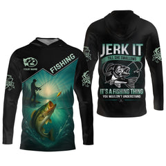 Maxcorners Jerk It Fishing Funny Shirt, Long Sleeve Fishing Shirts, SPF Shirts For Men, Men Long Sleeve Shirt