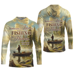 Maxcorners Someone I Love Is Fishing On Heaven SPF Shirts For Men, Gag Gifts For Men, Men Long Sleeve Shirt