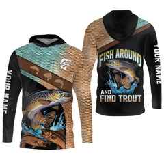 Maxcorners Trout Fishing Shirt, Hawaiian Fishing Shirt, Long Sleeve Fishing Shirts, SPF Shirts For Men, Mens Casual Shirts