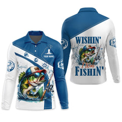 Maxcorners Wishin I Was Fishin, SPF Shirts For Men, Funny Fishing Shirt, Men Long Sleeve Shirt, Gift For Fisherman