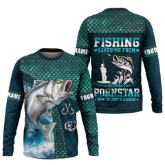 Maxcorners Fishing Saved Me From Becoming a Pornstar SPF Shirts For Men, Funny Fishing Shirts, Men Long Sleeve Shirts