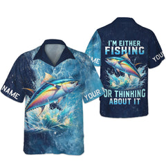 Maxcorners I'm Either Fishing Or Thinking About It Fishing Shirt, Fishing T-Shirts Funny, Long Sleeve Sun Shirt