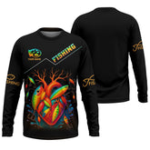 Maxcorners Colorful Fishing Lure UV Shirts For Men, Breathable Long Sleeve Shirt, Hooded Sun Shirt, Mens Casual Shirts