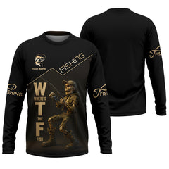 Maxcorners WTF Where's The Fish, Funny Skeleton Shirts, UPF Fishing Shirts, Gag Gifts For Men, Mens Casual Shirts