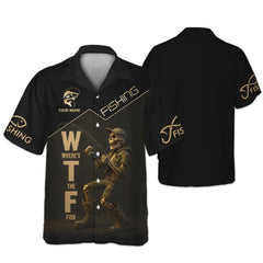 Maxcorners Where's The Fish, Funny Skeleton Fishing Shirts, UPF Fishing Shirts, Gag Gifts For Men, Funny Fishing Shirt