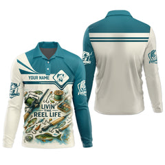 Maxcorners Living The Reel Life Fishing Shirts, Funny Fishing Shirts, Long Sleeve Sun Shirt, Fishing Gifts For Men