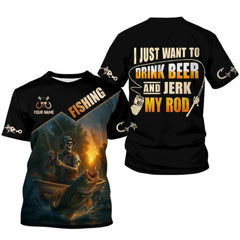 Maxcorners Drink Beer Funny Fishing Shirts, SPF Long Sleeve Shirts, Sun Shirts For Men, Hooded Long Sleeve Shirt