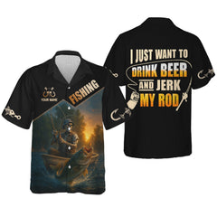 Maxcorners Drink Beer Funny Fishing Shirts, SPF Long Sleeve Shirts, Sun Shirts For Men, Hooded Long Sleeve Shirts