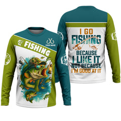 Maxcorners I Like Fishing Fishing UPF Shirts, Breathable Long Sleeve Shirt, Funny Fishing T-Shirt, Men Long Sleeve Shirt