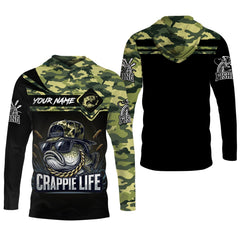 Maxcorners Crappie Life Camo Fishing Shirt, Fishing T-Shirts Funny, SPF Long Sleeve Shirts, Men Long Sleeve Shirt