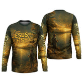 Maxcorners Bible Story Fish And Bread, Long Sleeve Fishing Shirts, SPF Shirts For Men, Fishing UPF Shirts, Sun Shirts