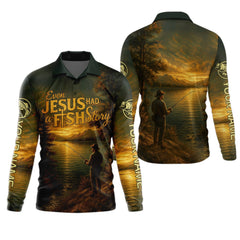 Maxcorners Bible Story Fish And Bread, Long Sleeve Fishing Shirts, SPF Shirts For Men, Fishing UPF Shirts, Sun Shirts