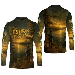 Maxcorners Bible Story Fish And Bread, Long Sleeve Fishing Shirts, SPF Shirts For Men, Fishing UPF Shirts, Sun Shirts