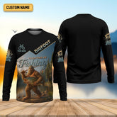 Maxcorners I'd Rather Be Fishing, Bigfoot Fishing UPF Shirts, Funny Men Fishing Shirt, Long Sleeve Fishing Shirts