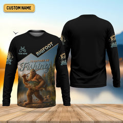 Maxcorners I'd Rather Be Fishing, Bigfoot Fishing UPF Shirts, Funny Men Fishing Shirt, Long Sleeve Fishing Shirts