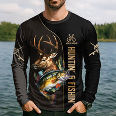 Maxcorners Gone Fishing And Be Back To Go Hunting, Men Fishing Shirt, SPF Long Sleeve Shirts, Funny Fishing Shirt