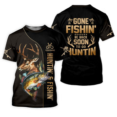 Maxcorners Gone Fishing And Be Back To Go Hunting, Men Fishing Shirt, SPF Long Sleeve Shirts, Funny Fishing Shirt