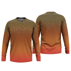 Maxcorners Orange Brook Trout Skin UPF Fishing Shirts, Hooded Sun Shirt, Personalized Fishing Gifts, UV Shirts