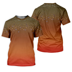 Maxcorners Orange Brook Trout Skin UPF Fishing Shirts, Hooded Sun Shirt, Personalized Fishing Gifts, UV Shirts For Men