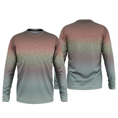 Maxcorners Rainbow Brook Trout Skin UPF Fishing Shirts, Hooded Sun Shirt, Personalized Fishing Gifts, UV Shirts For Men