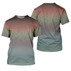 Maxcorners Rainbow Brook Trout Skin UPF Fishing Shirts, Hooded Sun Shirt, Personalized Fishing Gifts, UV Shirts For Men