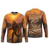 Maxcorners Bigfoot Fishing Shirt, Fishing Therapy SPF Shirts For Men, Fishing UPF Shirts, Funny Fishing Shirt