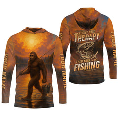 Maxcorners Bigfoot Fishing Shirt, Fishing Therapy SPF Shirts For Men, Fishing UPF Shirts, UV Shirts For Men