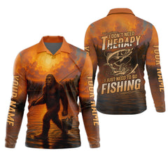 Maxcorners Bigfoot Fishing Shirt, Fishing Therapy SPF Shirts For Men, Fishing UPF Shirts, Funny Fishing Shirt
