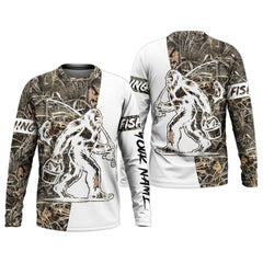 Maxcorners Sasquatch Fishing SPF Long Sleeve Shirts, Funny Fishing Shirt, Fishing Gifts For Men, Men's Fishing Shirt