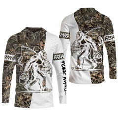 Maxcorners Sasquatch Fishing SPF Long Sleeve Shirts, Funny Fishing Shirt, Fishing Gifts For Men, Men's Fishing Shirt